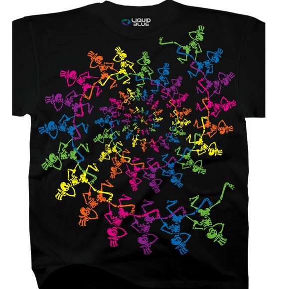 Grateful Dead Spiral Skeletons Liquid Blue jam rock Official T-Shirt 2XL NWT - Picture 2 of 3